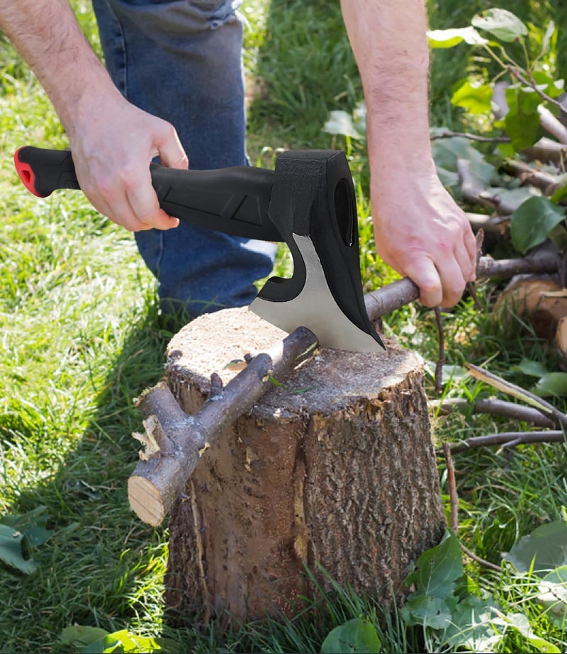 WICING 15 inch Hatchet for Small to Medium Size Kindling, Splitting Axe 1065 High Manganese Steel and Ergonomic Fiberglass Handle, 2.3 pounds - Image 4